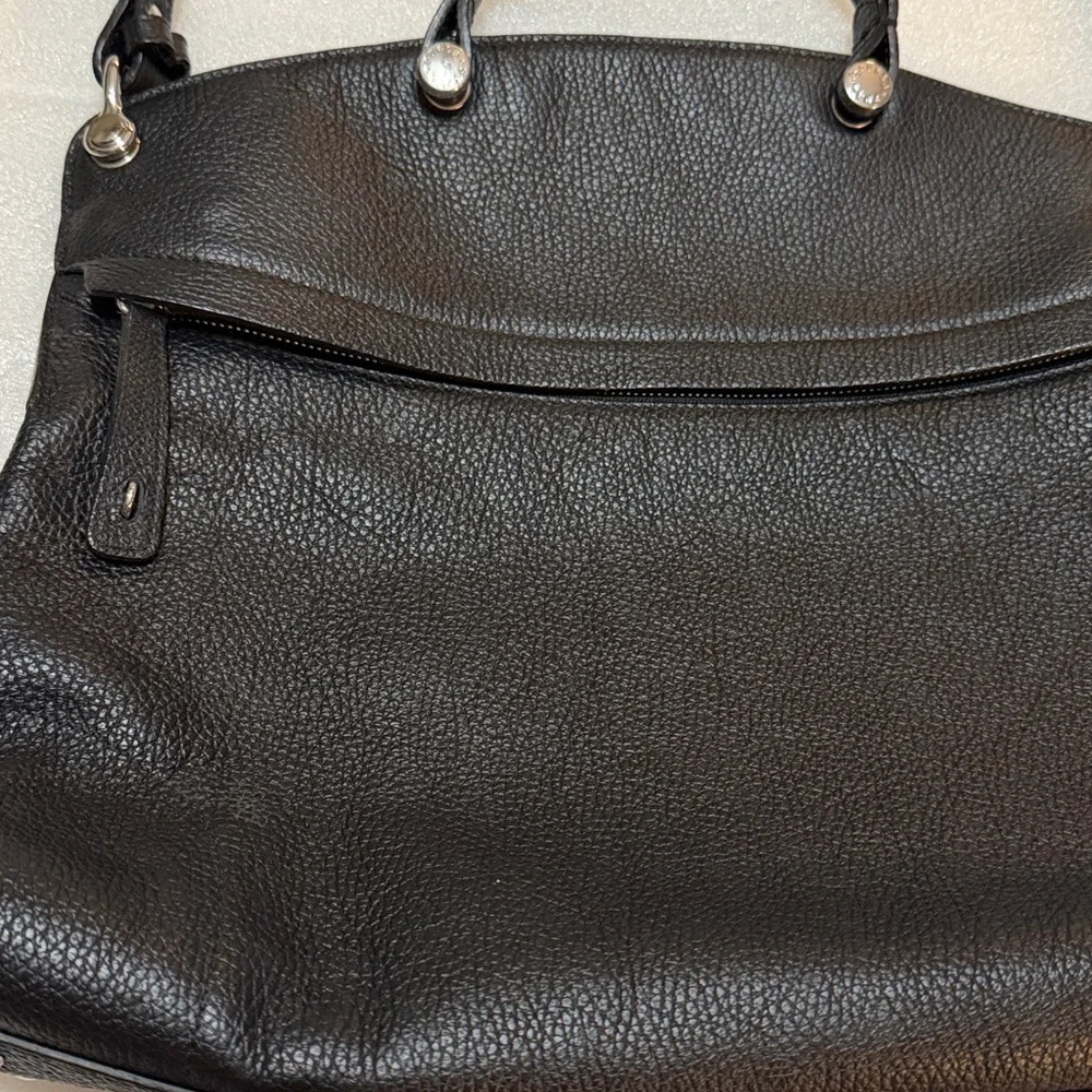 Furla Piper Dome Black Leather Shoulder Bag Top Handle